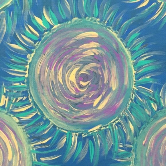 Original Painting Blue Purple Trippy Retro 80s Design 12”x12” Wall Decor - Picture 5 of 11
